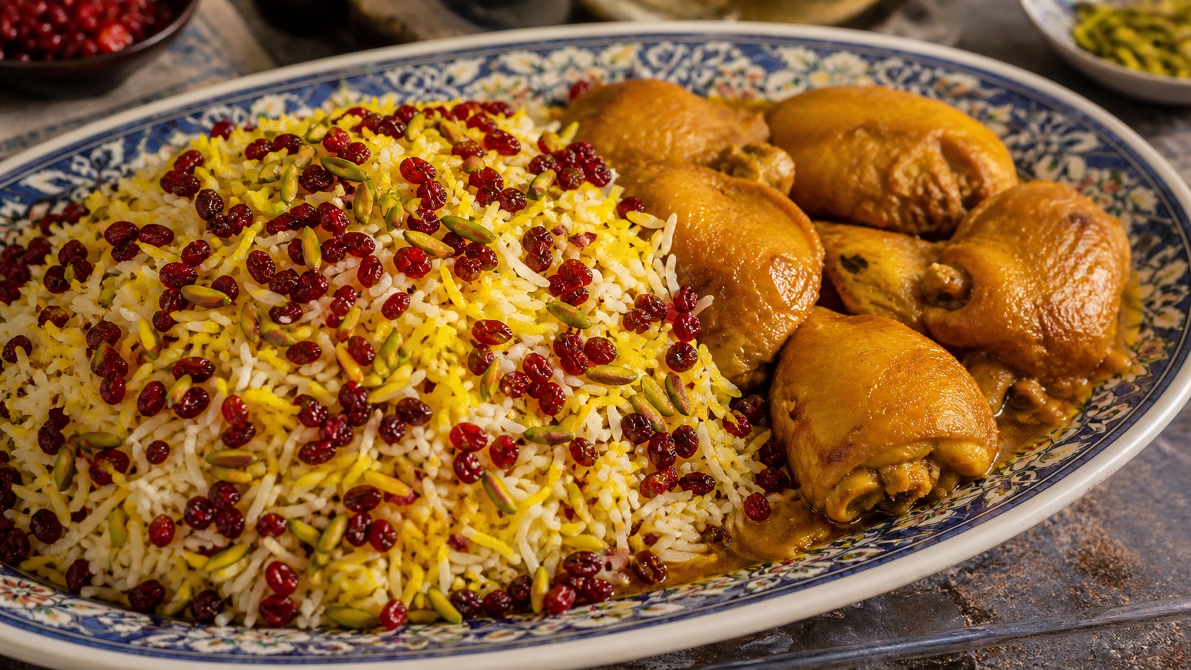 زرشک‌پلو با مرغ